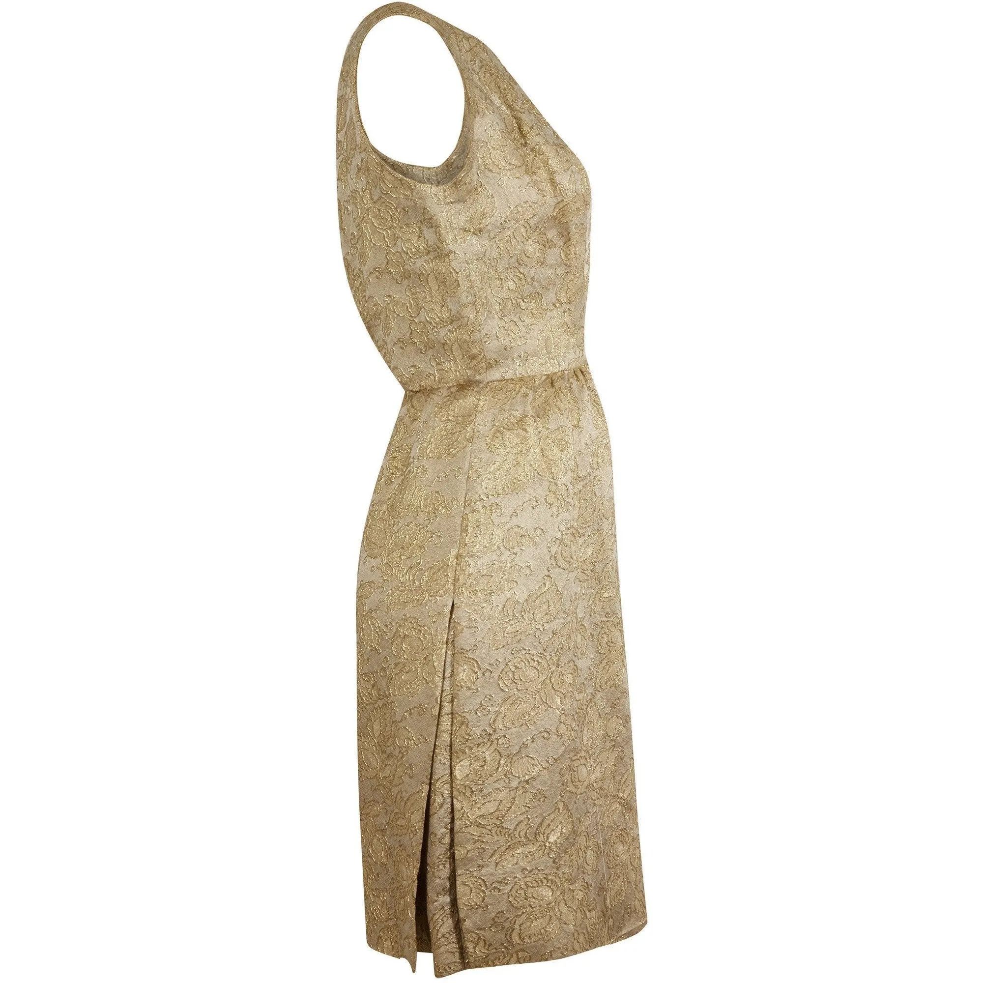 1950s Jacques Heim Demi Couture Gold Brocade Shift Dress