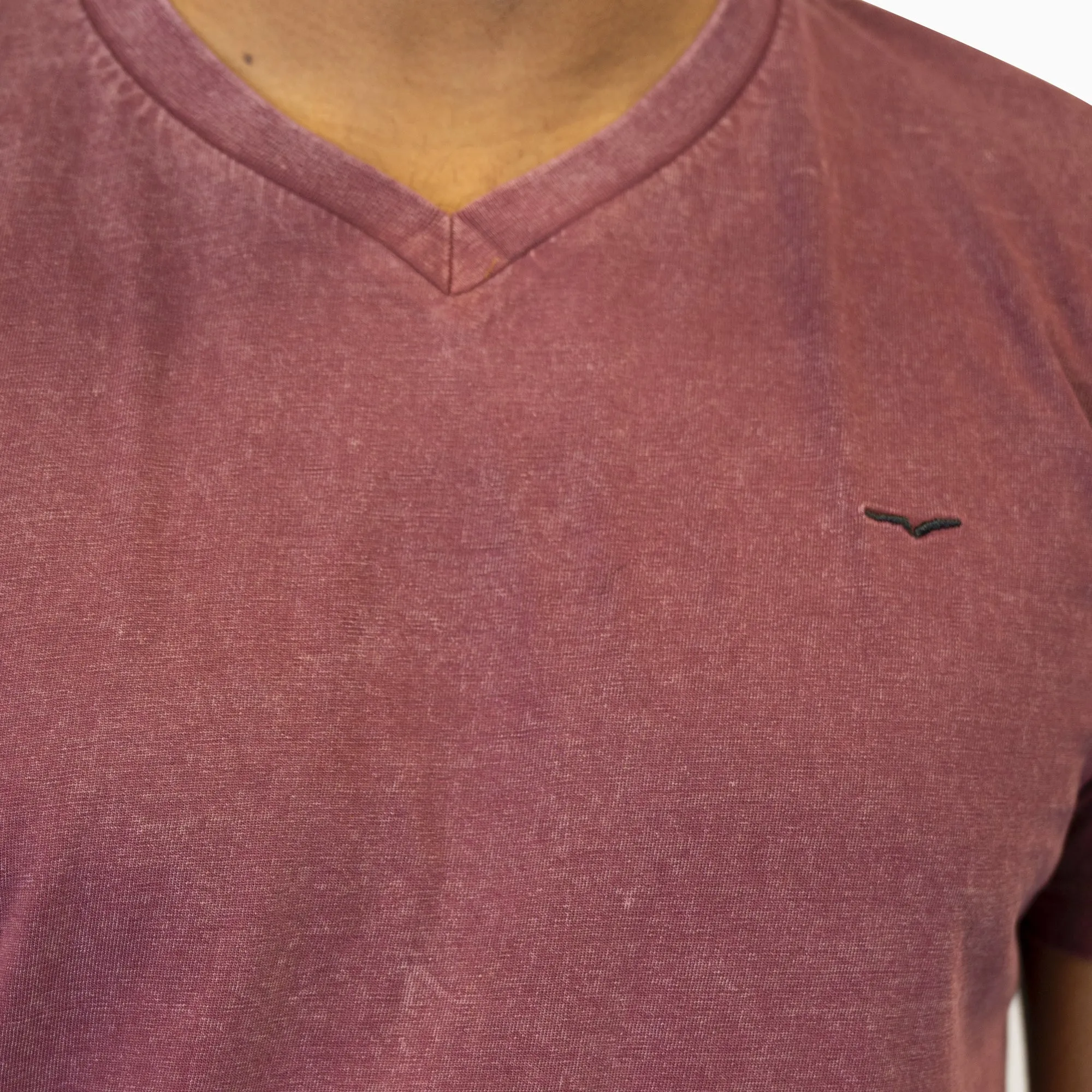 Acid Wash Brown V-Neck