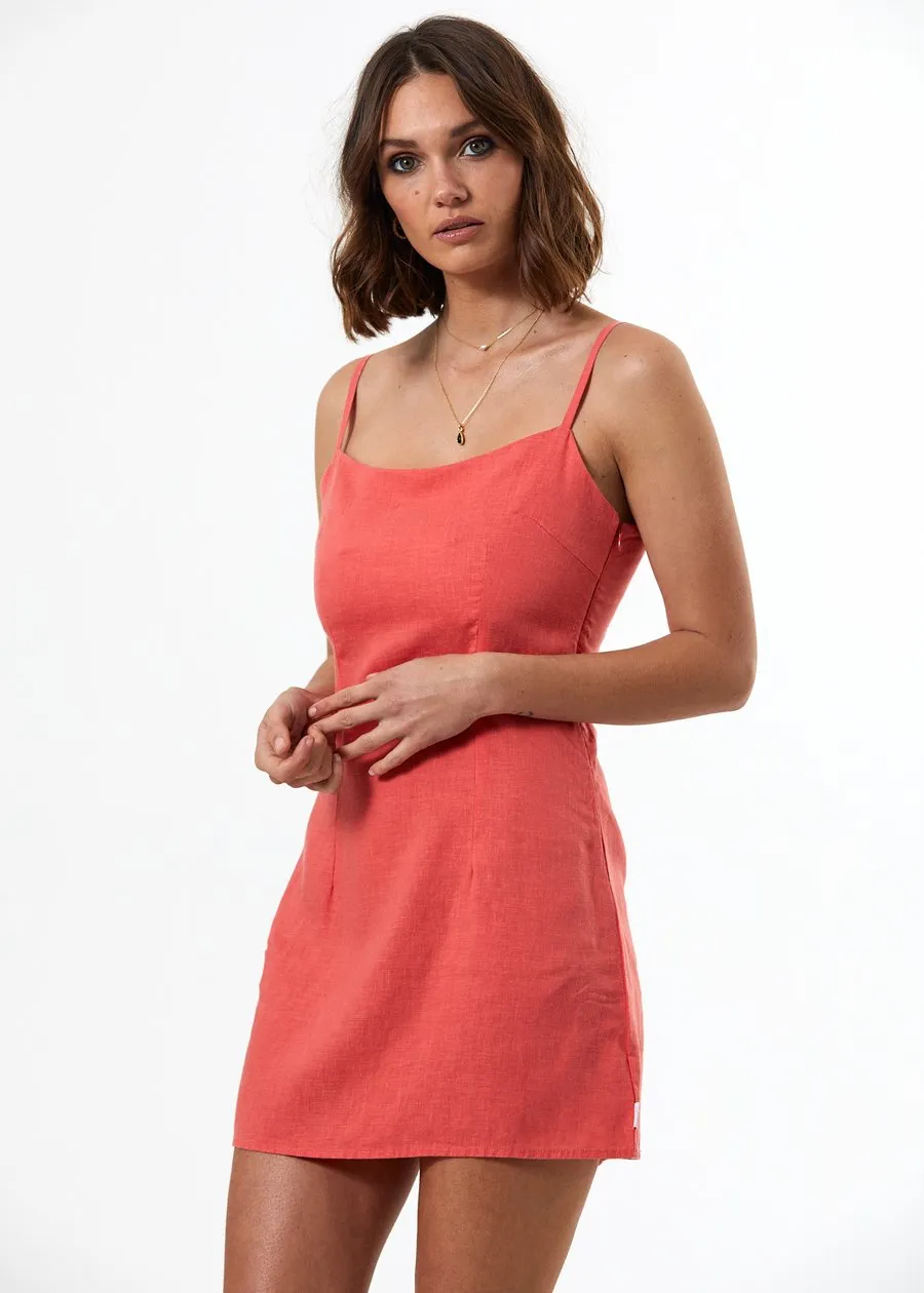 Afends Kate Hemp Slip Dress Coral