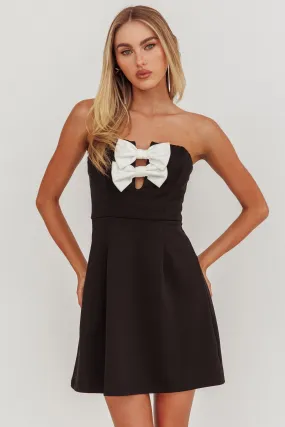 All For You Bow Strapless Mini Dress Black