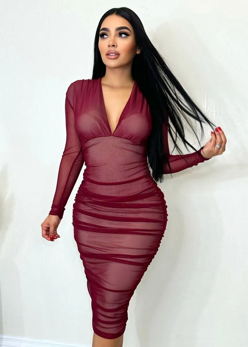 Almost There Dress Burgundy