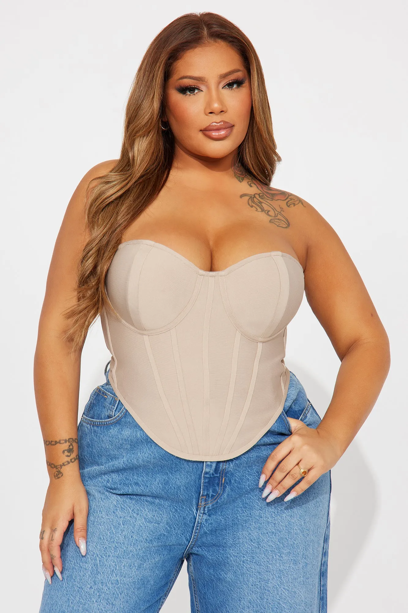 Amara Bandage Corset Top - Taupe