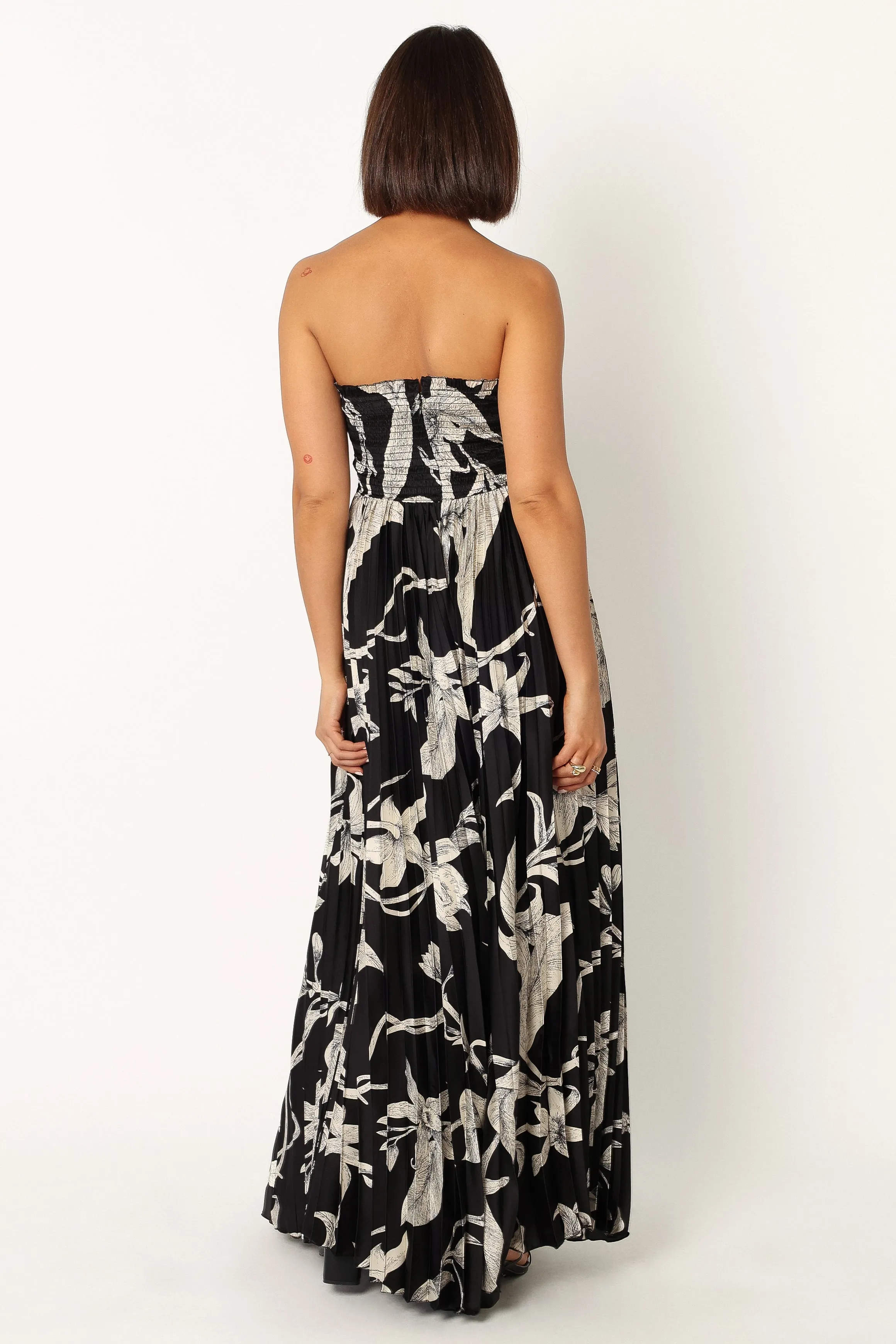 Angelique Strapless Maxi Dress - Black Floral