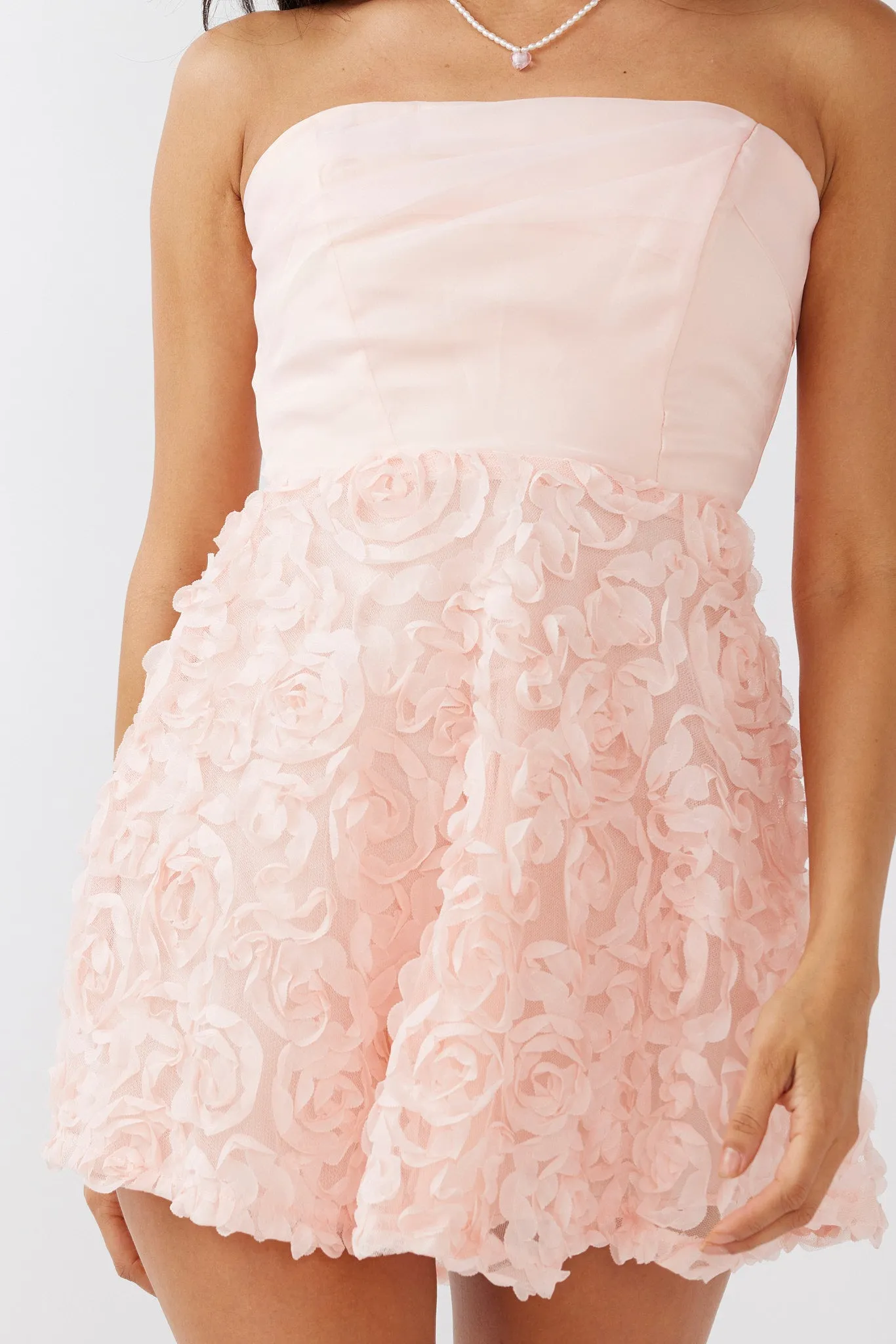 Annalyn Strapless Embellished Mini Dress Pink