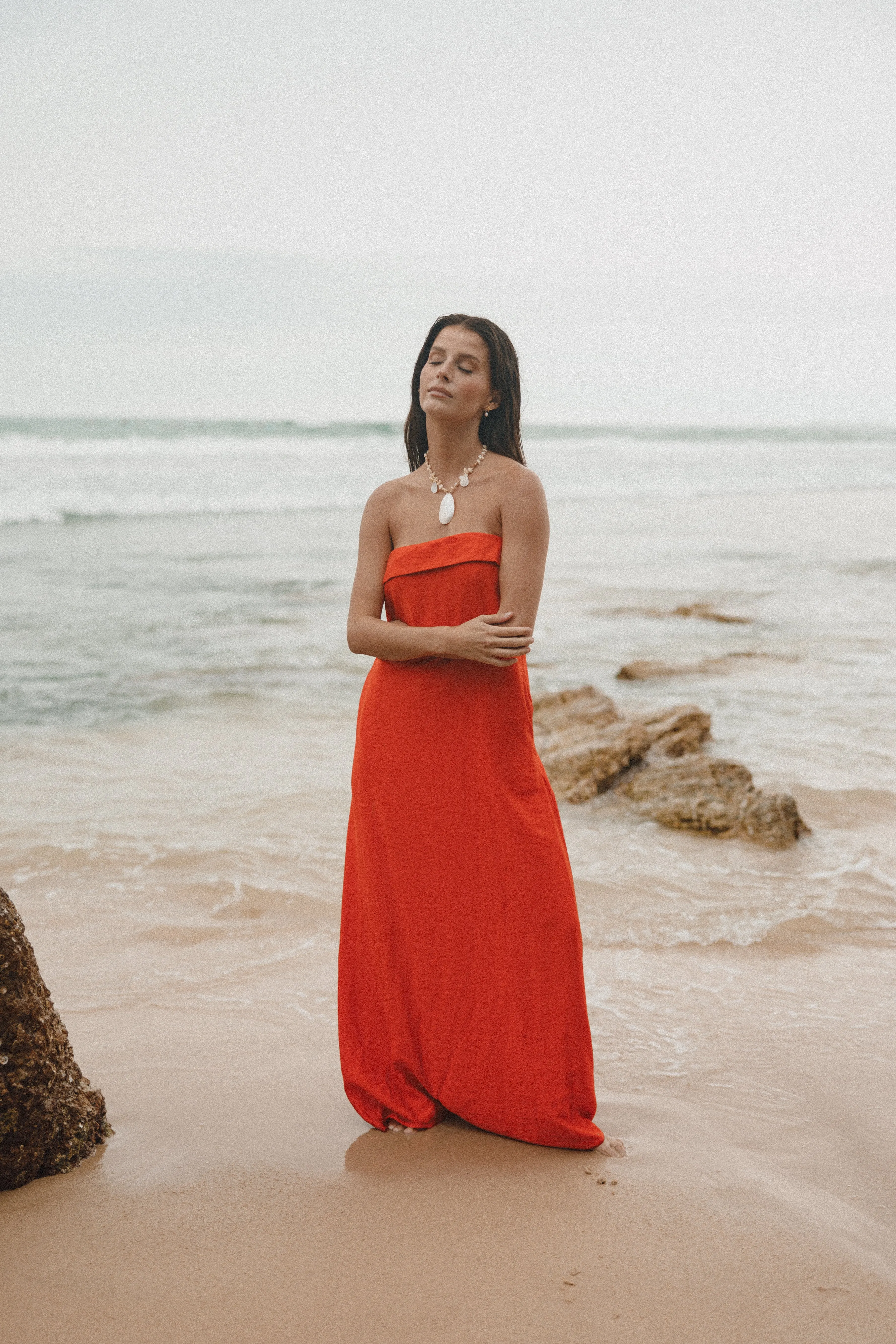 Archer Strapless Maxi Dress - Red