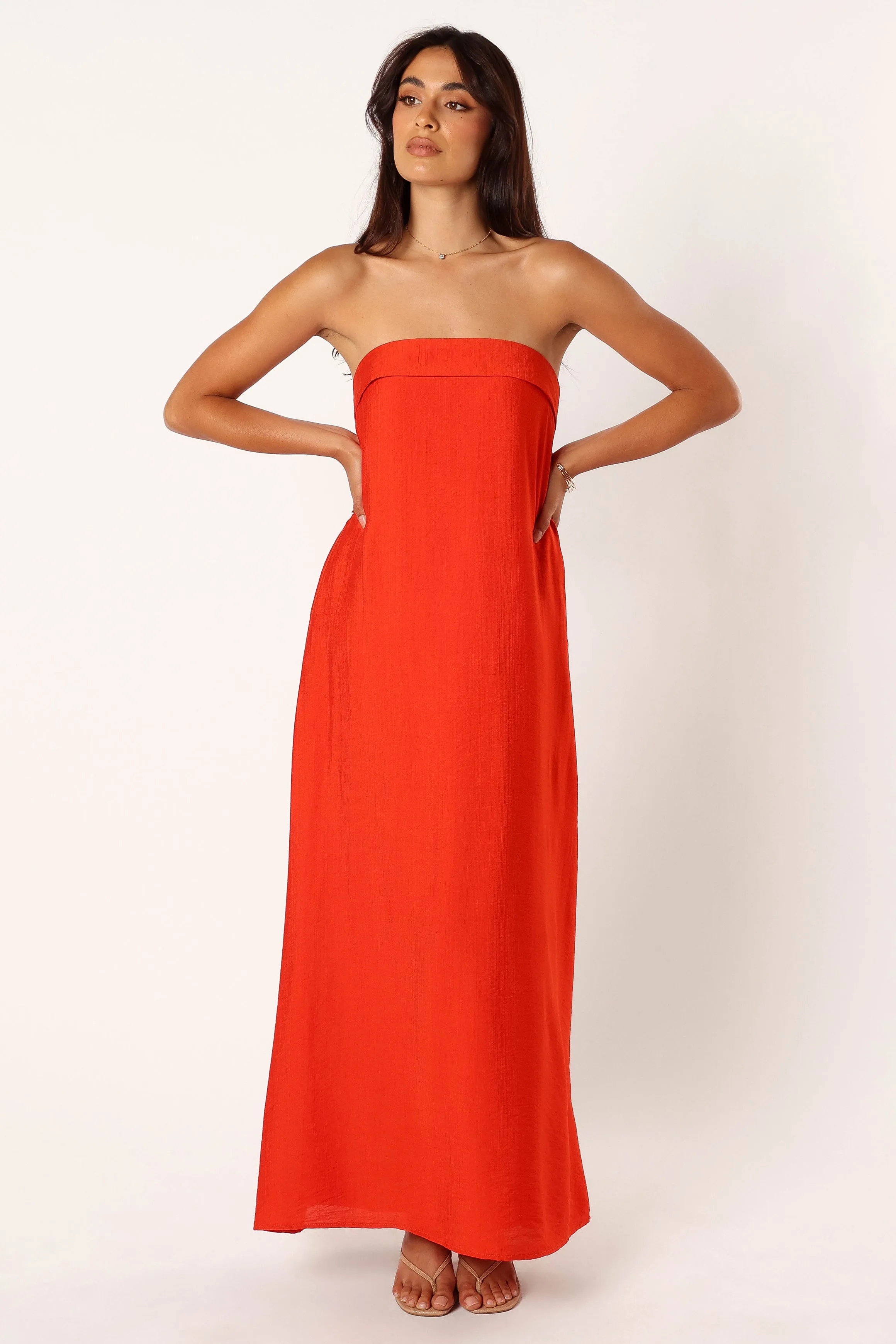 Archer Strapless Maxi Dress - Red