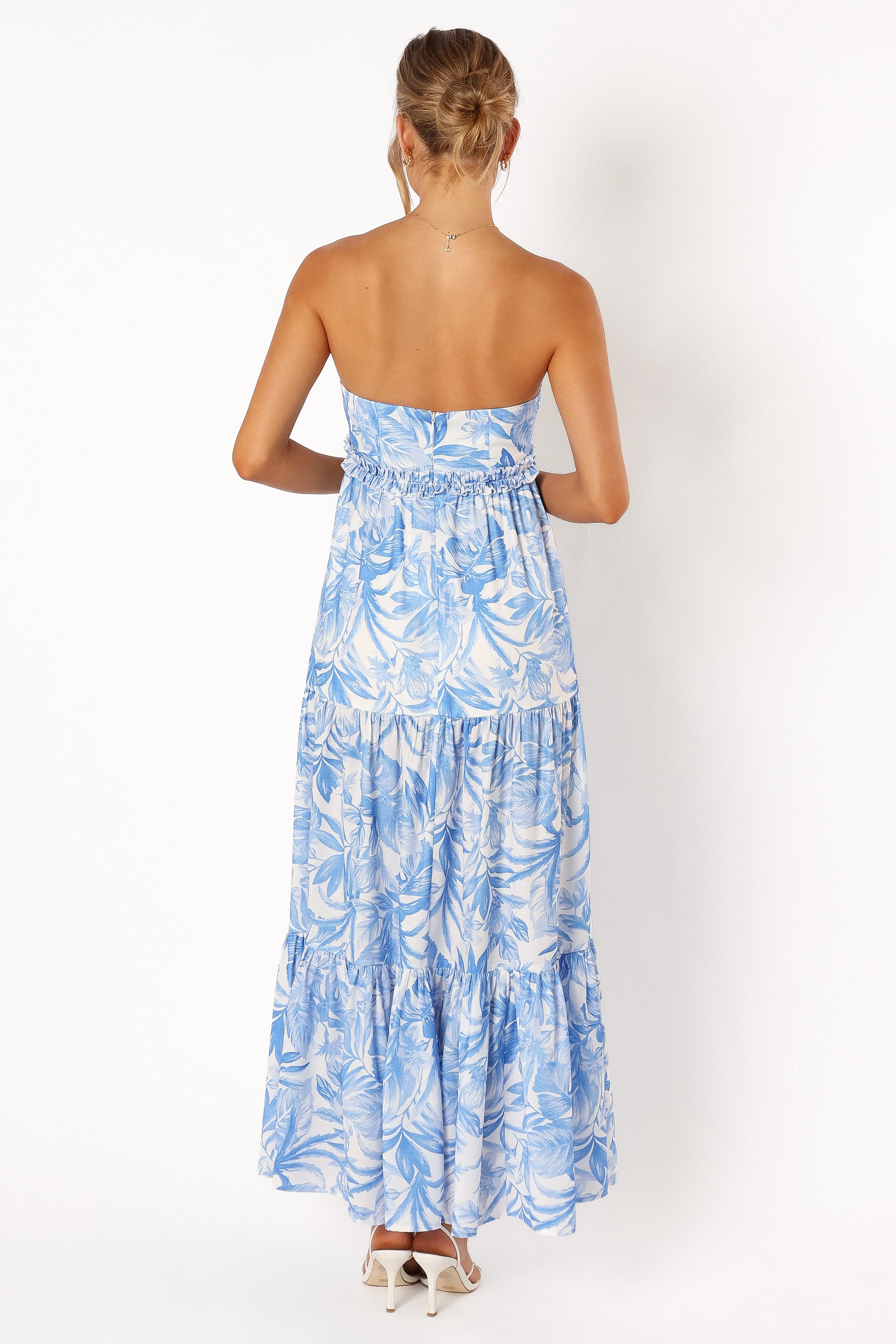 Arianna Strapless Maxi Dress - Blue Floral