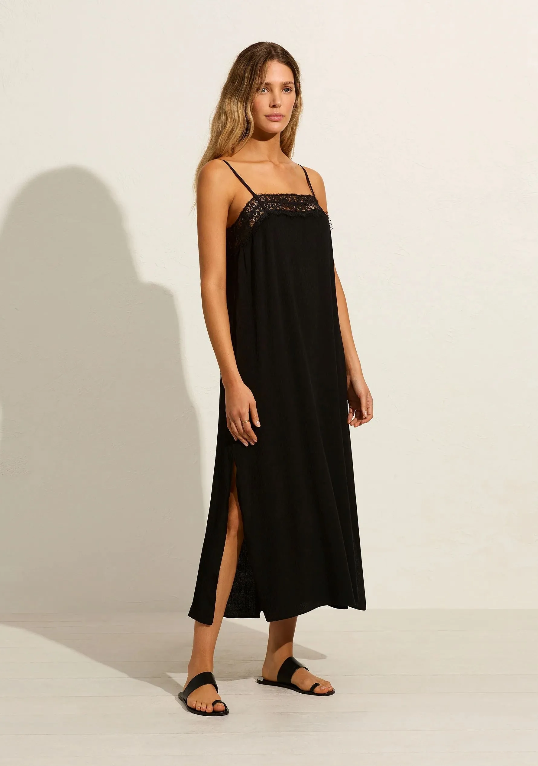 Auguste Lourdes Slip Midi Dress - Black