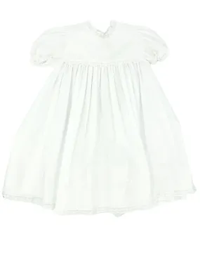 Auraluz White Lace Dress with Embroidered White Flowers