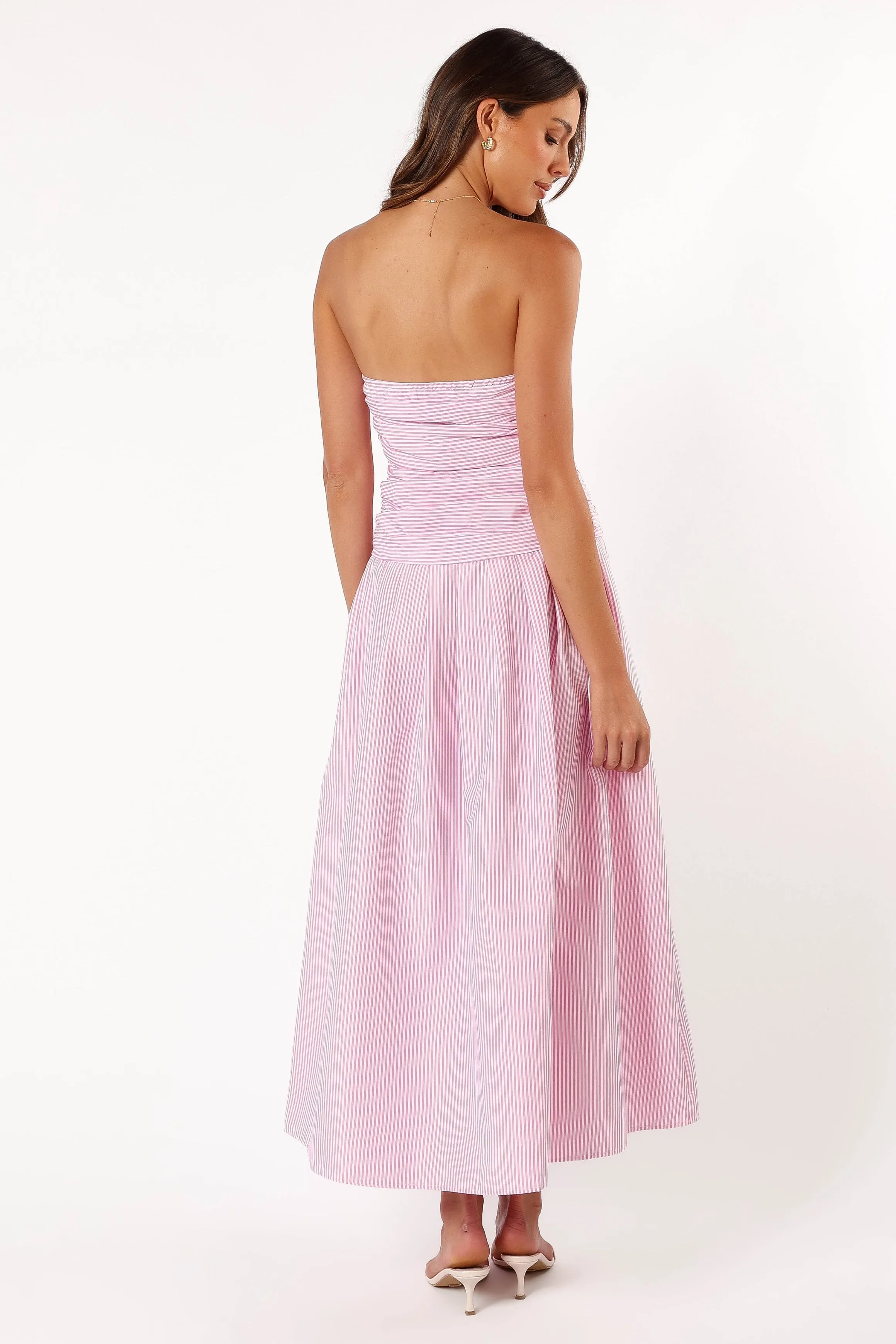 Avalee Strapless Maxi Dress - Pink Stripe