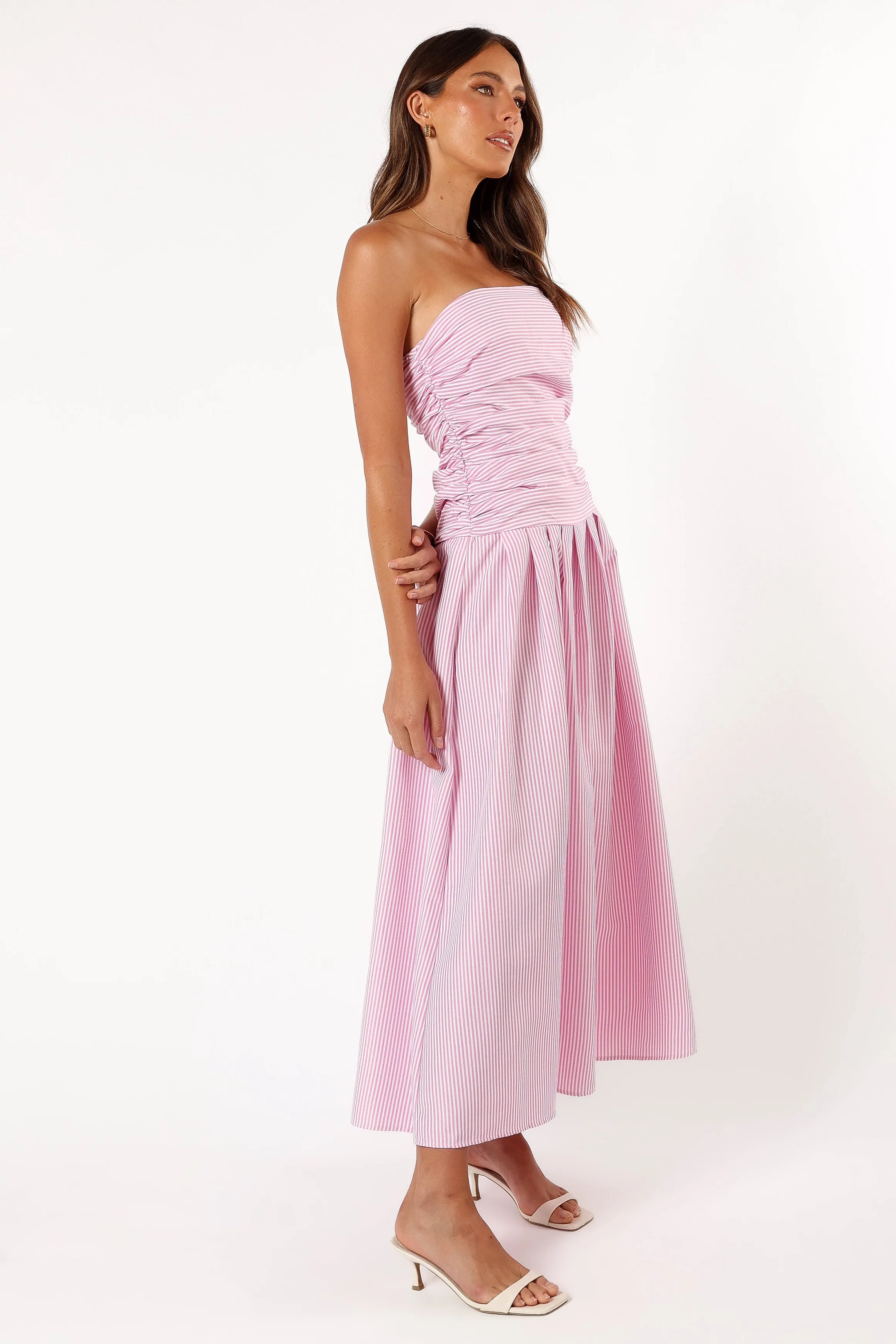 Avalee Strapless Maxi Dress - Pink Stripe