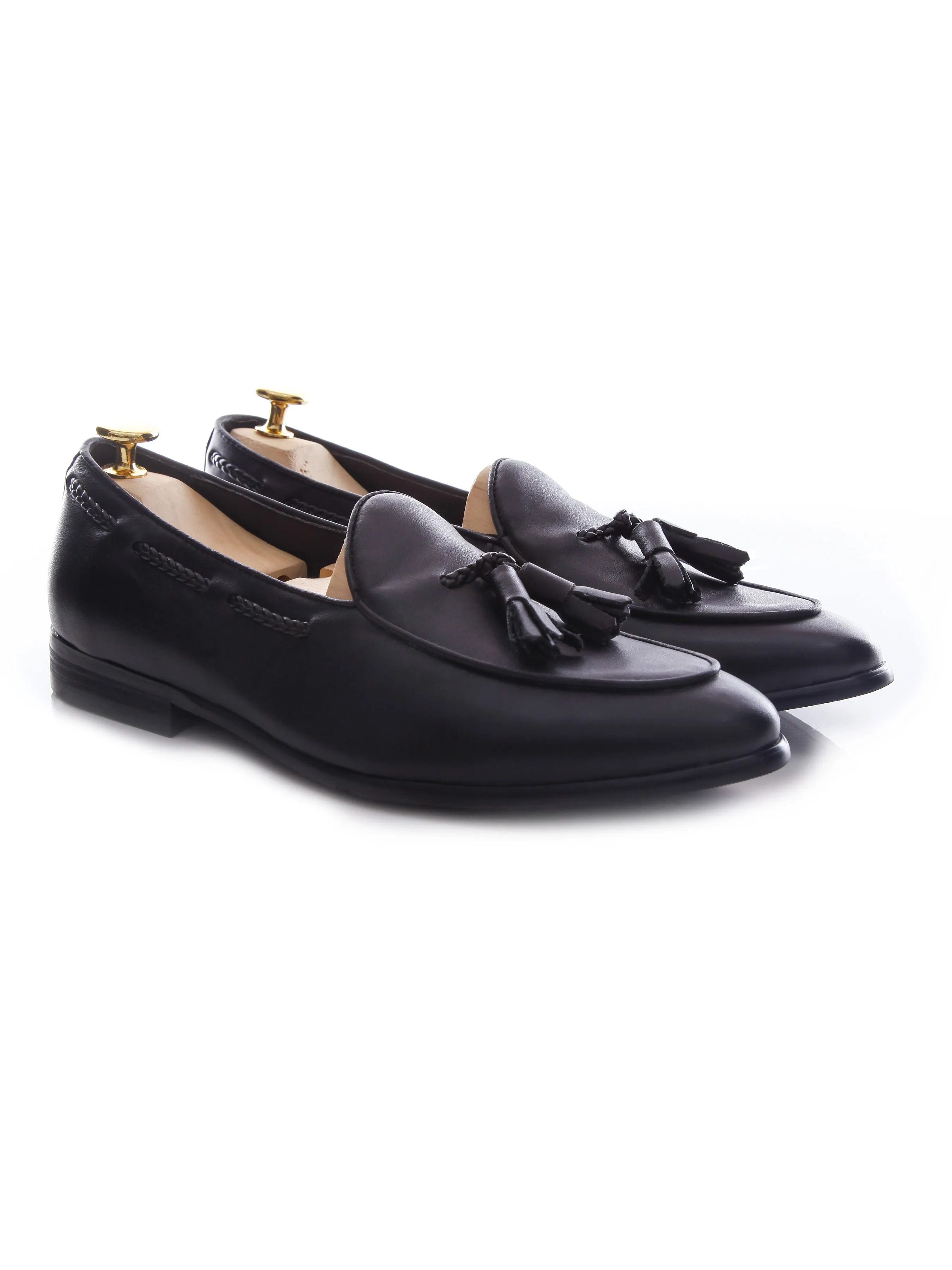 Belgian Loafer With Tassel - Black Leather