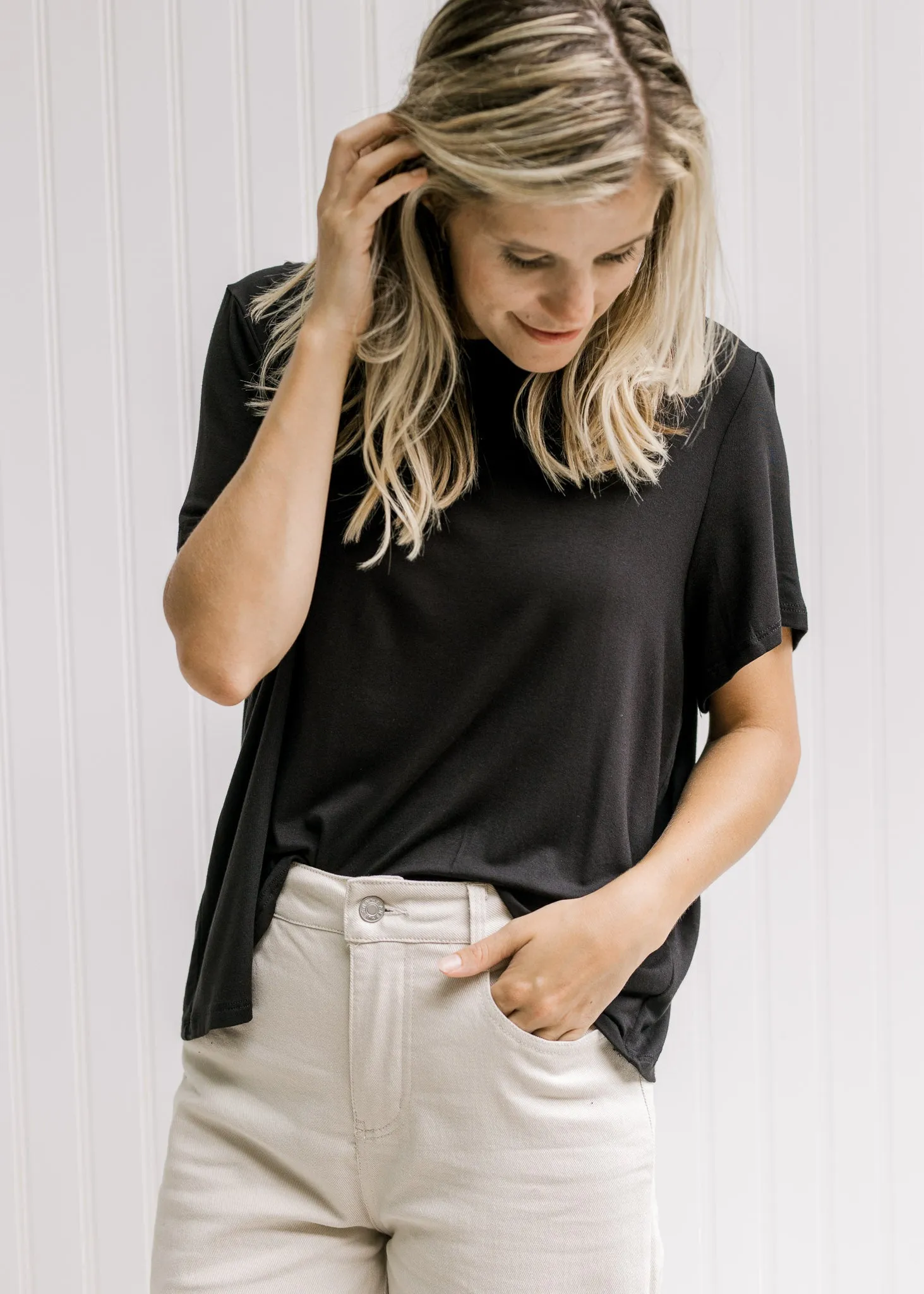 Black Slightly Cropped Tee