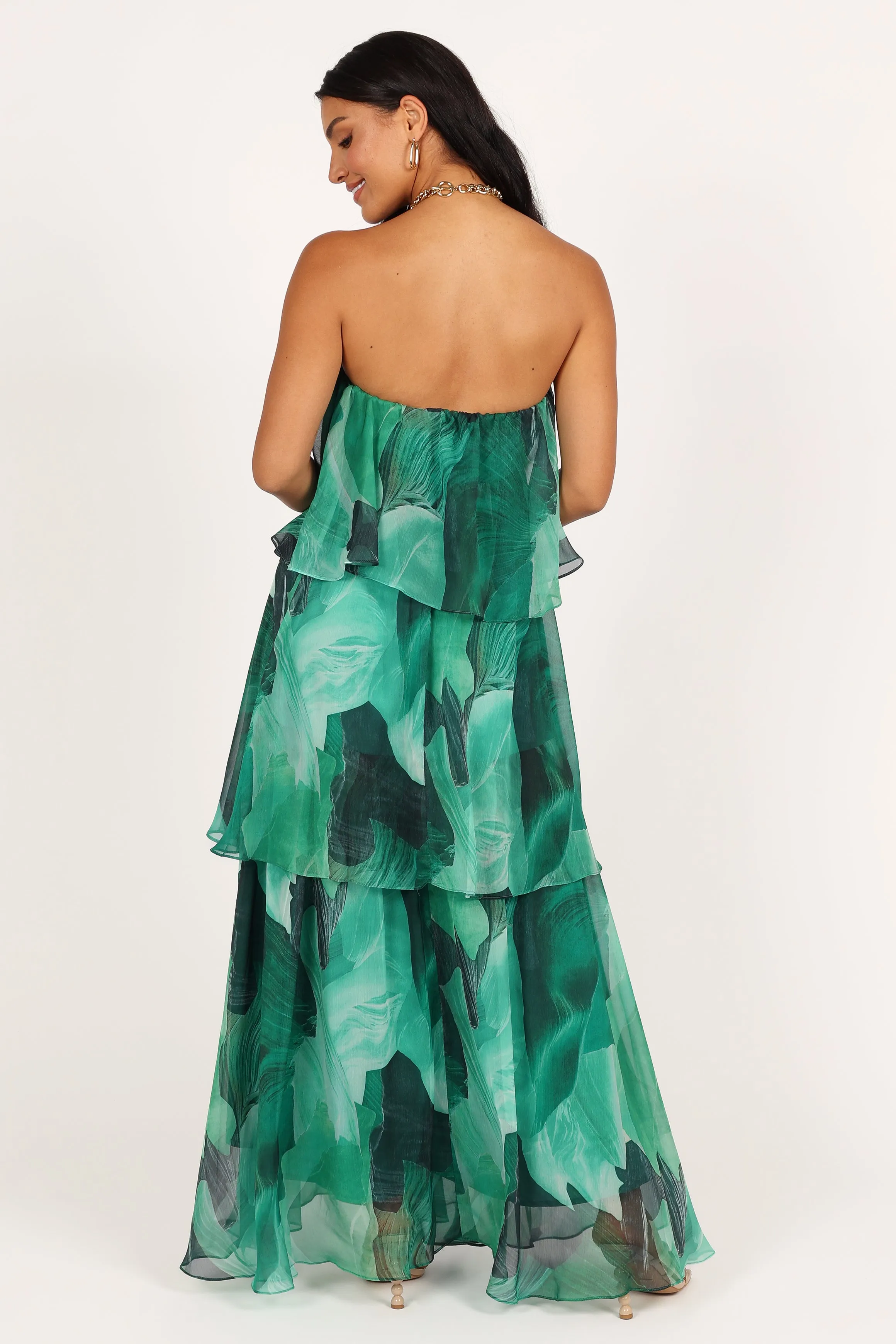 Bloom Strapless Maxi Dress - Green Floral