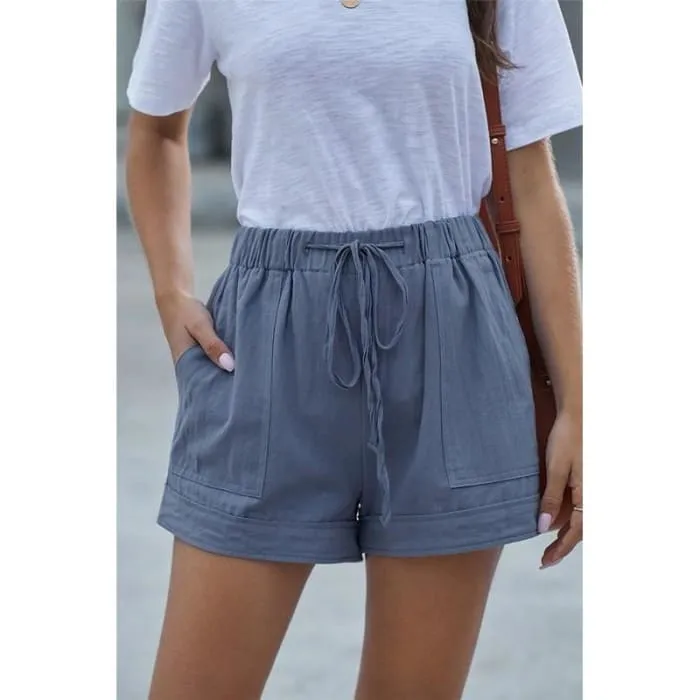 Blue Gray Casual Tencel Shorts