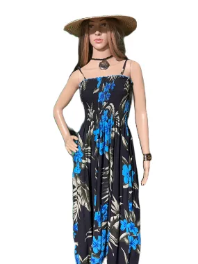 Blue Plumeria Long Tube Dress (One Size)