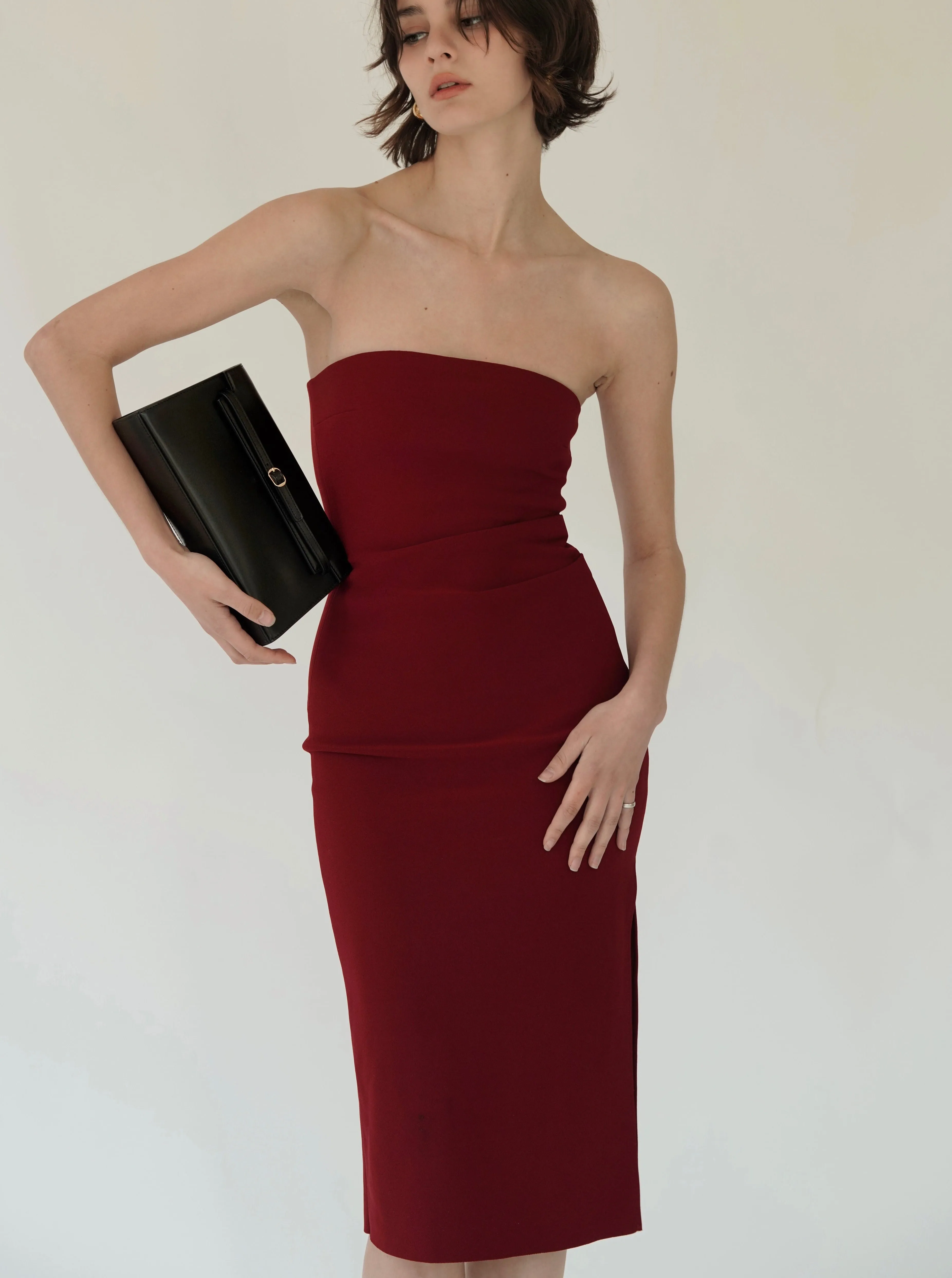 Cherry Strapless Midi Dress