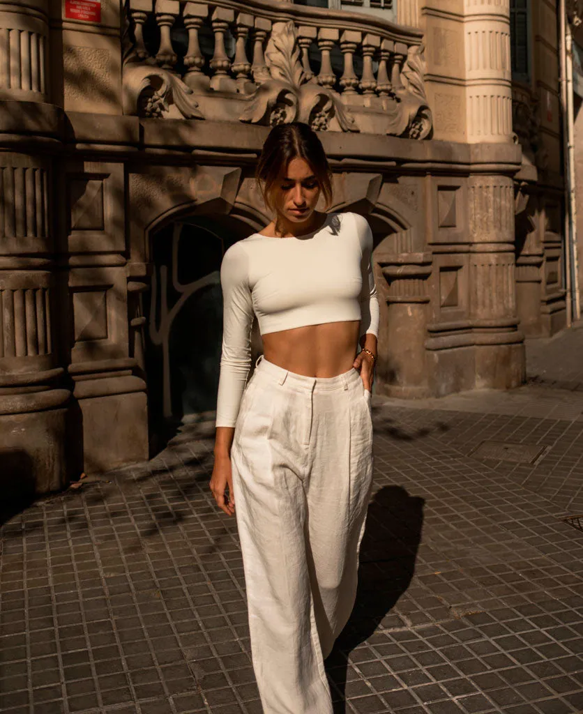 Core Crop Top Long Sleeve Avorio