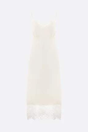 crepe de chine slip dress with lace trims