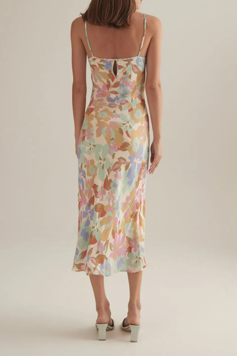 Dina Pale Yellow Rumba Floral Strappy Midi Dress