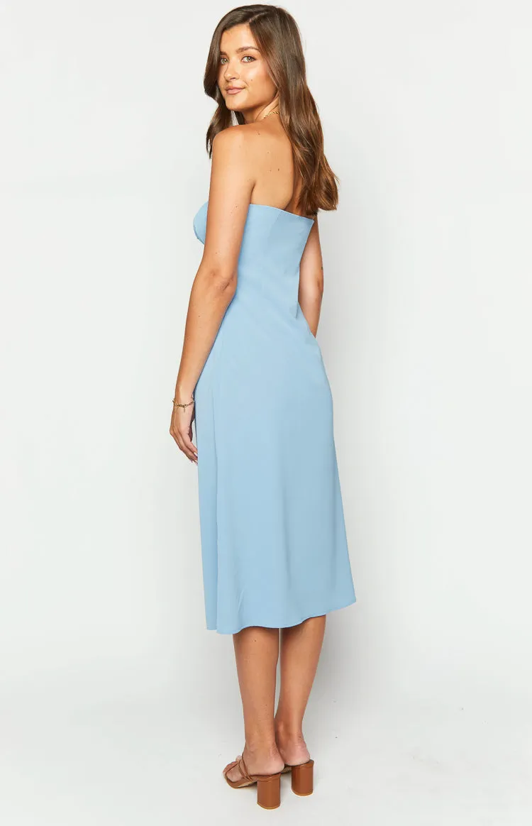 Dion Blue Strapless Midi Dress