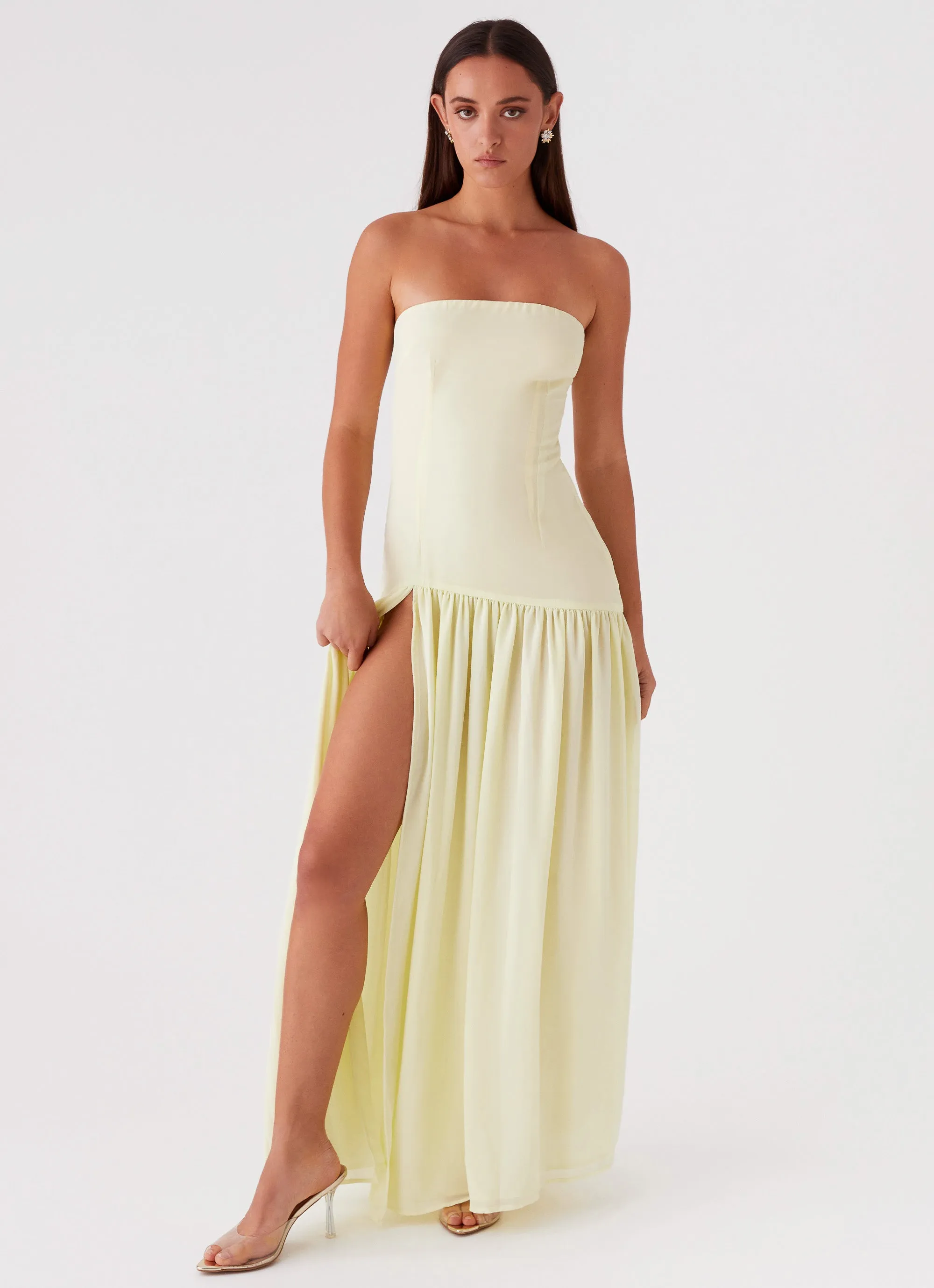 Eden Strapless Maxi Dress - Yellow