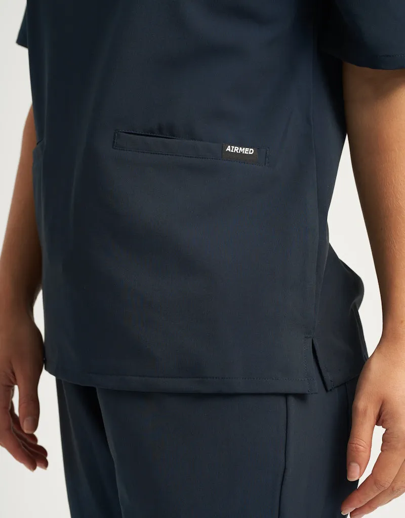 Essential V Neck Scrub Top - Midnight Navy