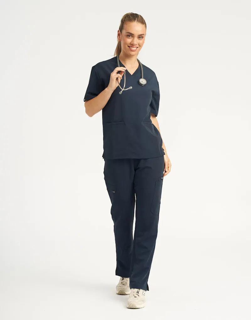 Essential V Neck Scrub Top - Midnight Navy