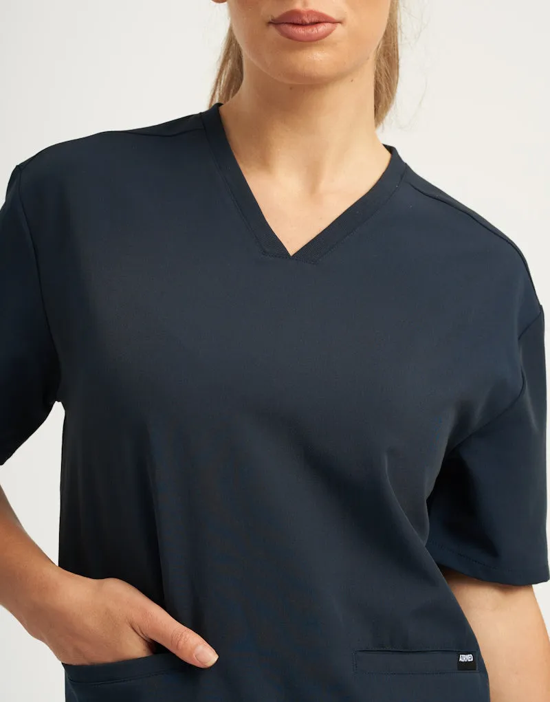 Essential V Neck Scrub Top - Midnight Navy