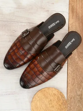 Ethno Brown Buckle Mules