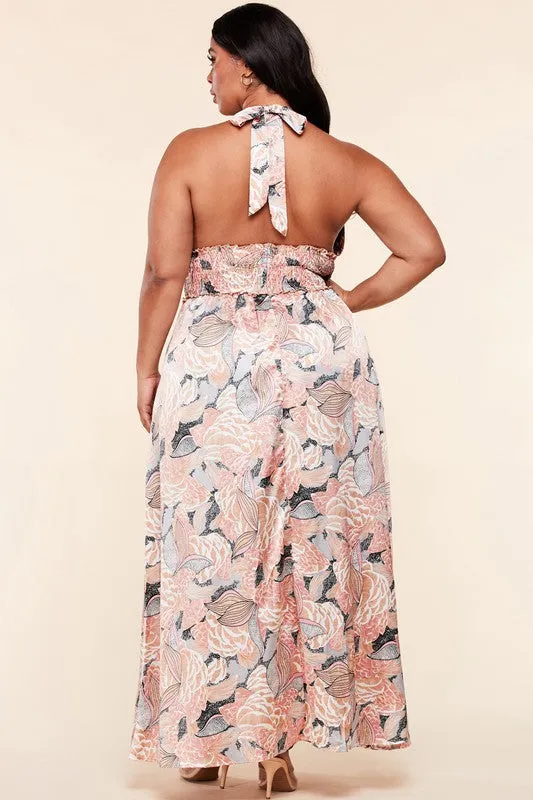 Floral Print Halter Maxi Dress