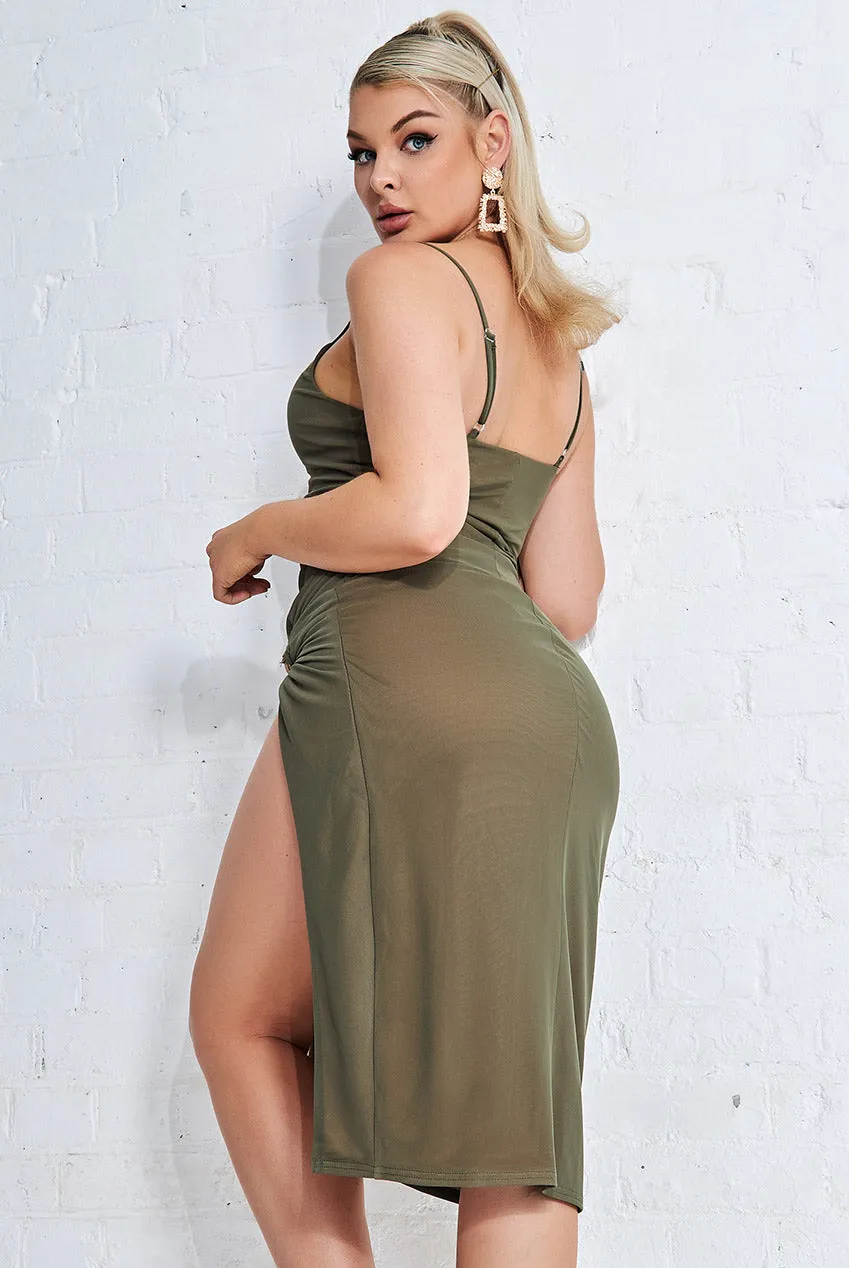 Goddiva Naked Knotted Midi With Thigh Split