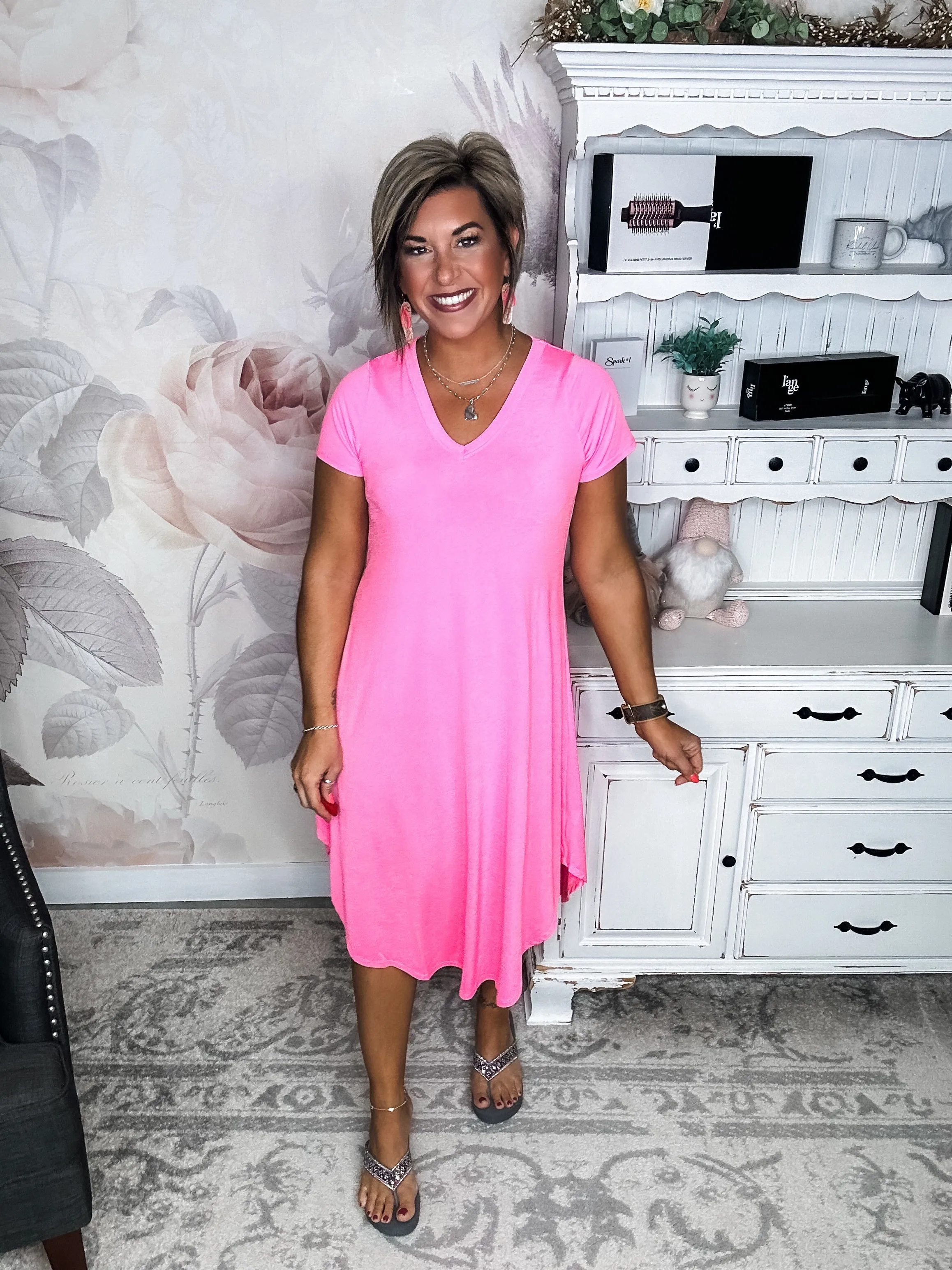 Hold Onto Hope Dress - Neon Pink