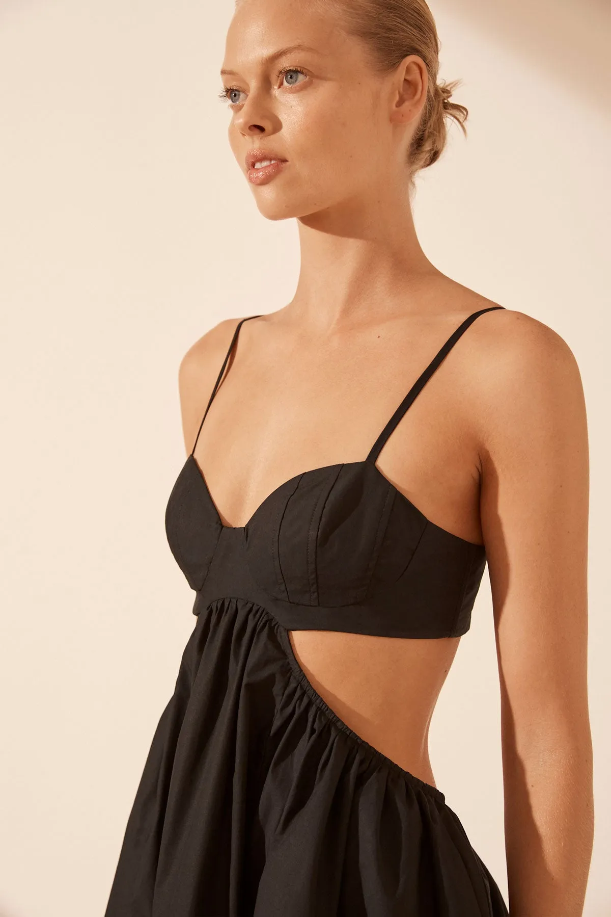 JOSEPHINE BUSTIER CUT OUT MINI DRESS - BLACK