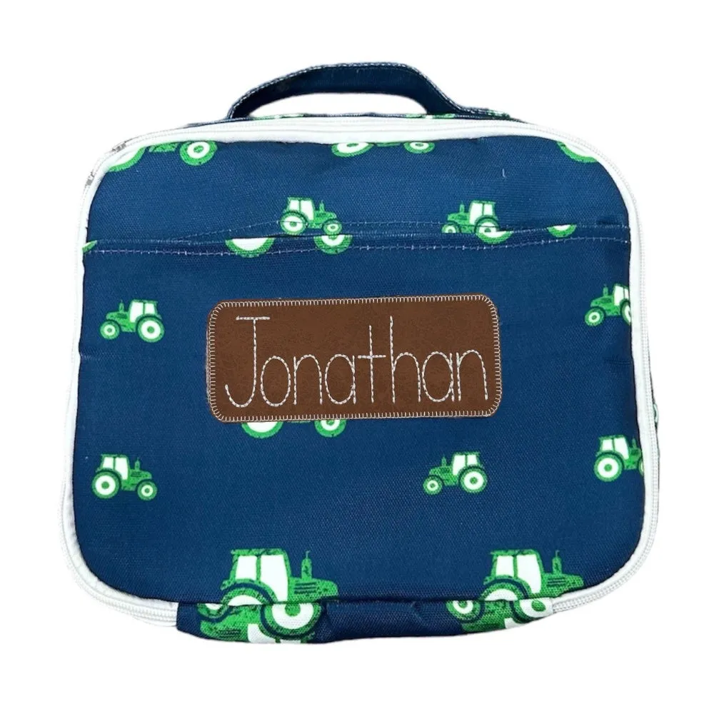 Lunch Bag - Tractors on Navy