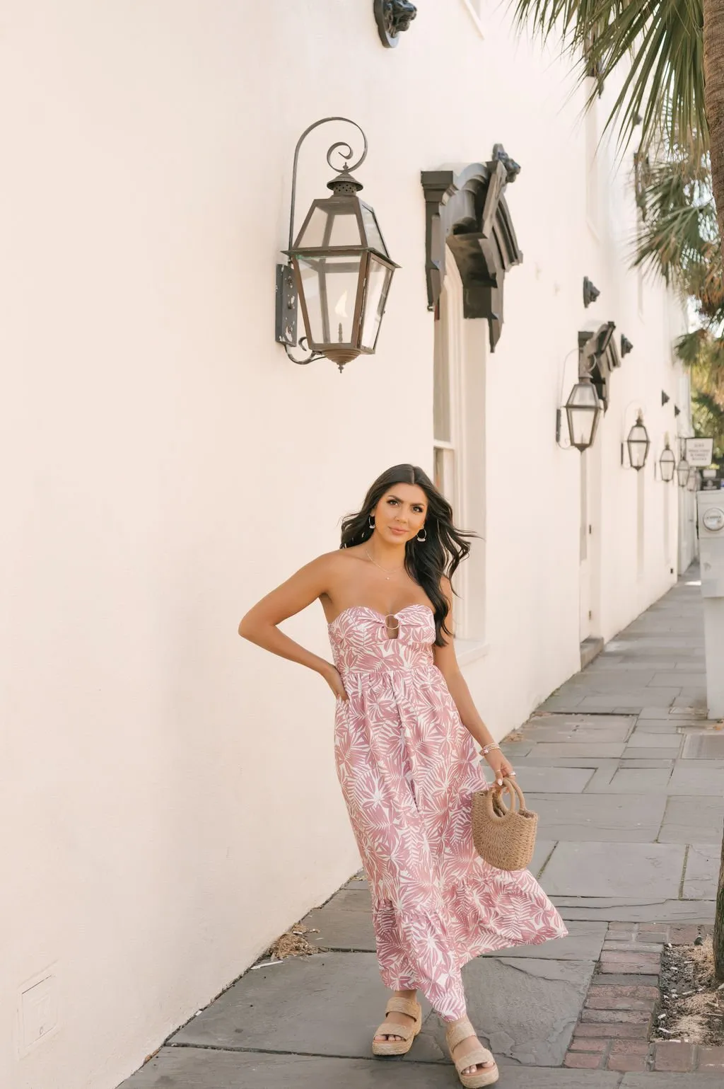 Mauve Floral Print Strapless Maxi Dress - FINAL SALE