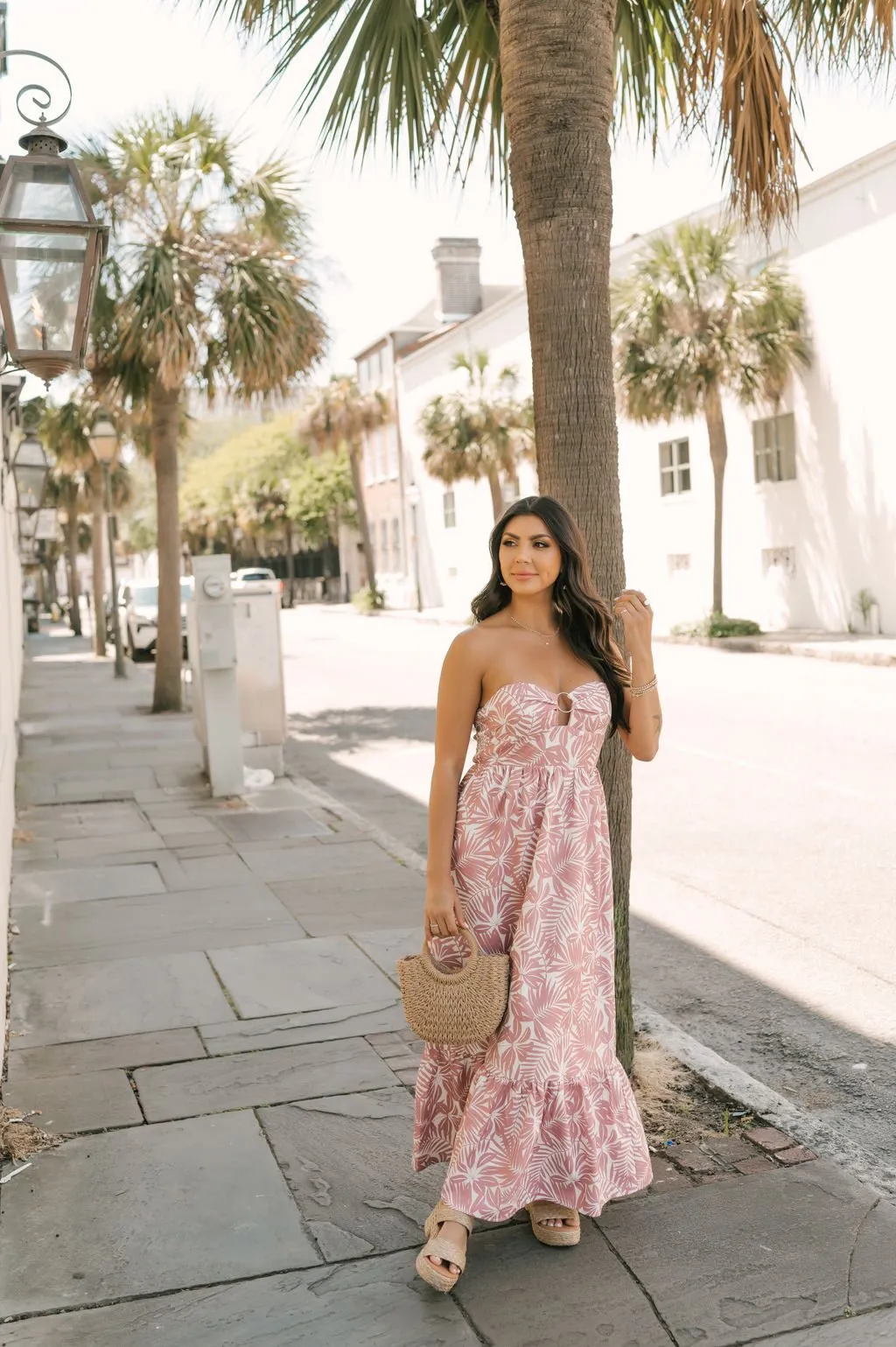 Mauve Floral Print Strapless Maxi Dress - FINAL SALE