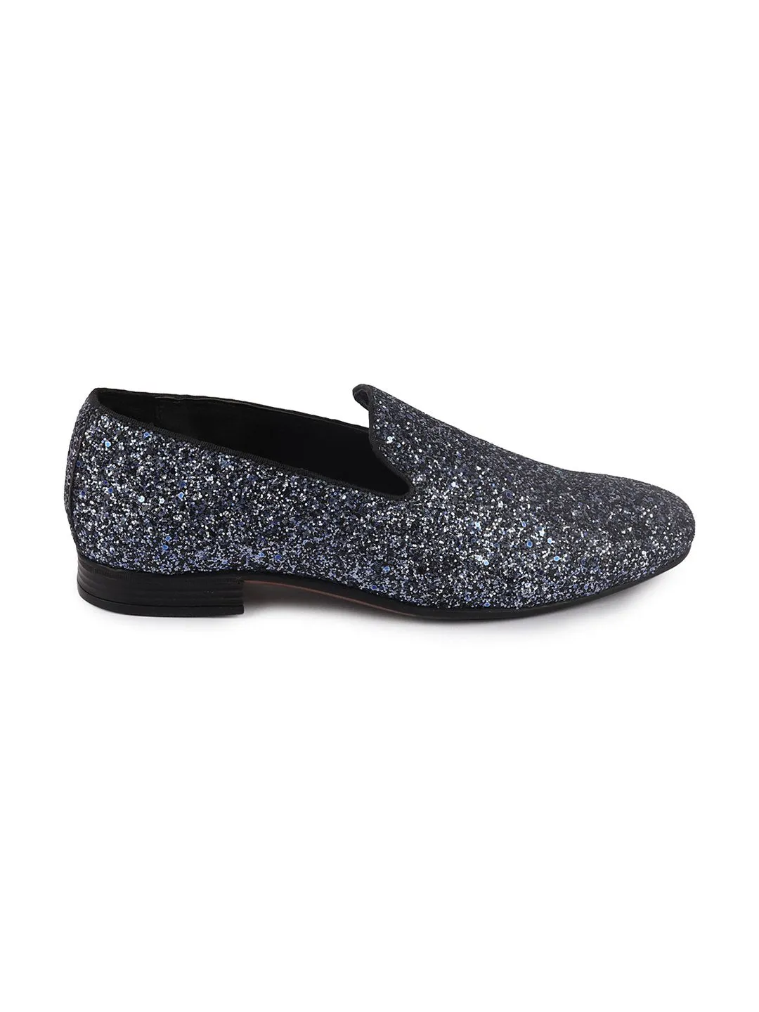 Men Silver Ethnic Party Slip On Loafer