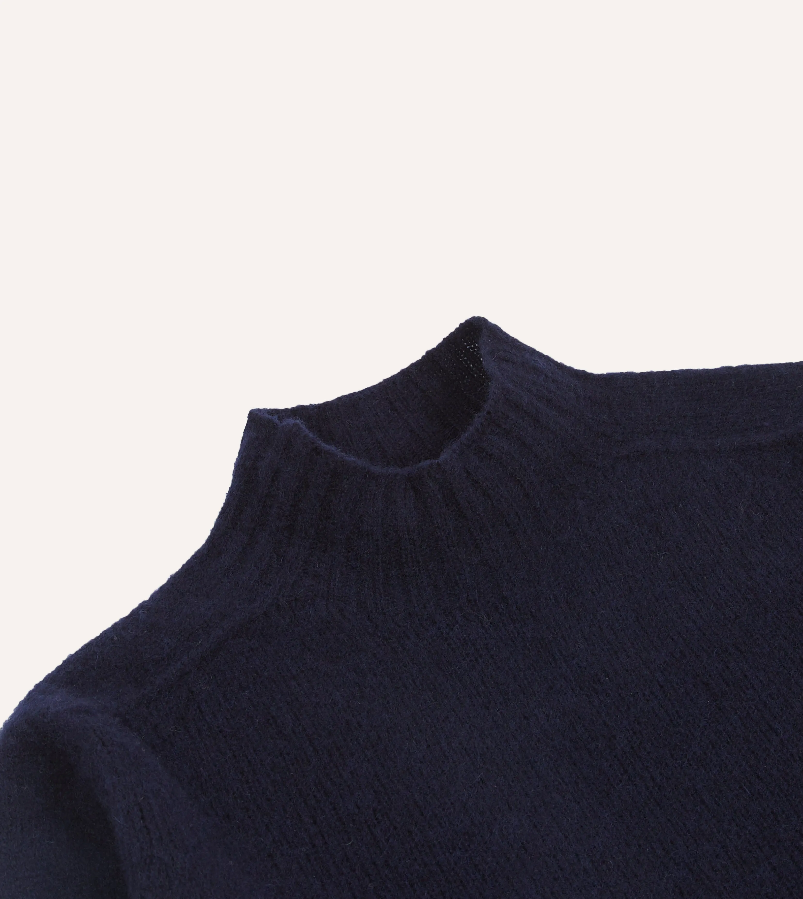 Navy Brushed Shetland Mock Neck Jumper