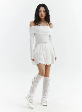 Off-Shoulder Frill Mini Dress CJ424