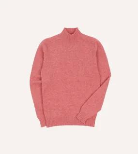 Pink Brushed Shetland Mock Neck Jumper