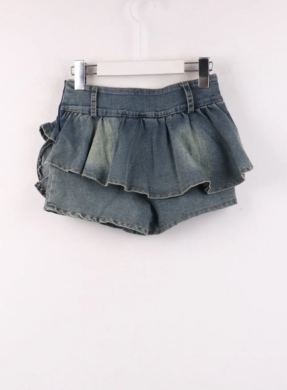 Pleated Denim Mini Skort IJ430