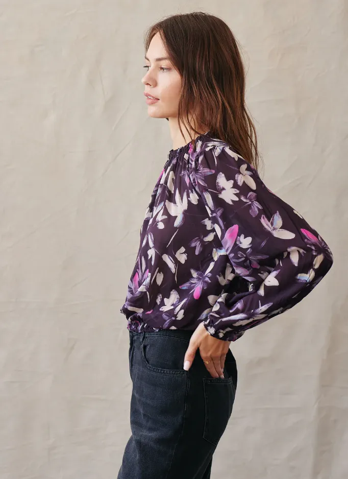 Plum Floral Print Dolby blouse