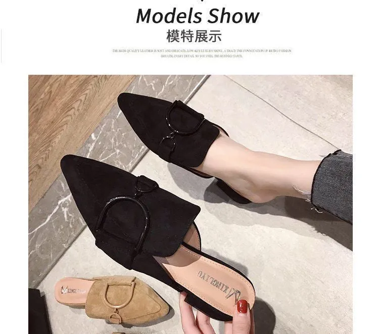 Pointed Block Heel Mules cc18