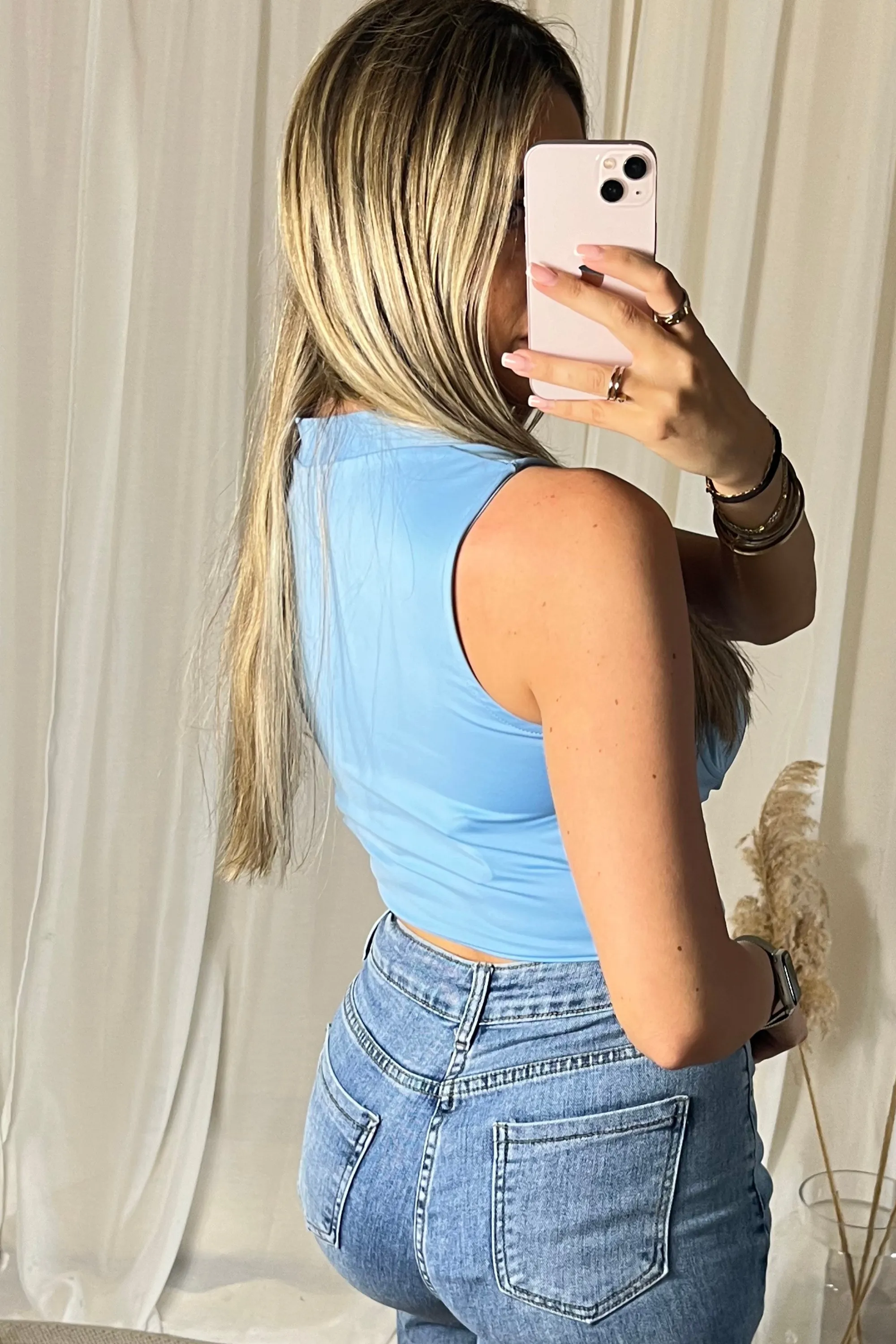 Powder blue bustier top