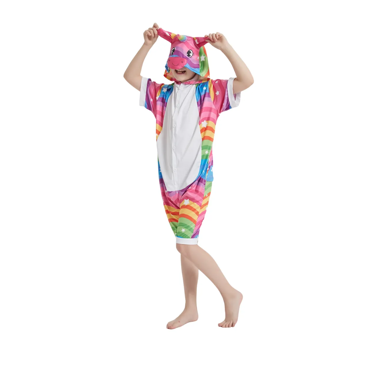 Rainbow Waves Unicorn Kids Summer Onesie