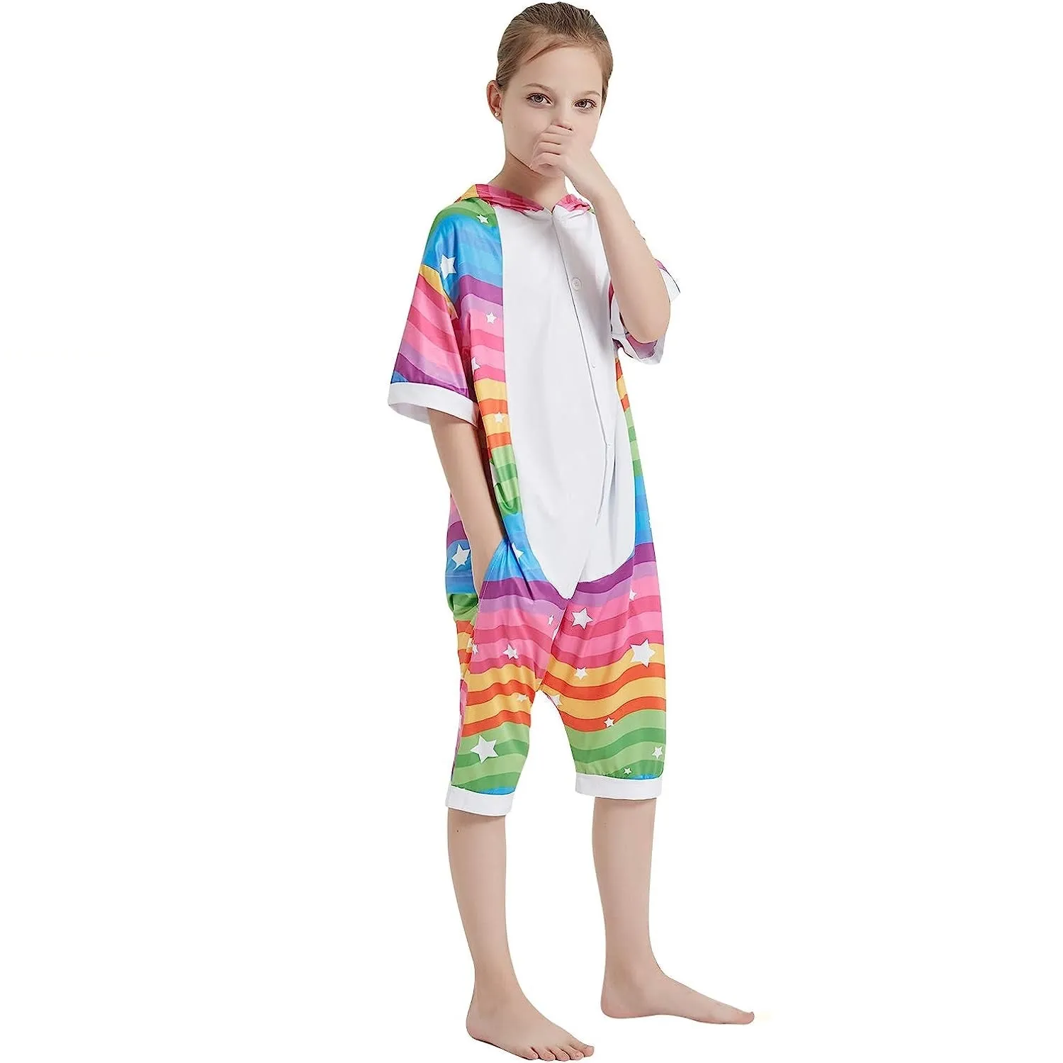 Rainbow Waves Unicorn Kids Summer Onesie