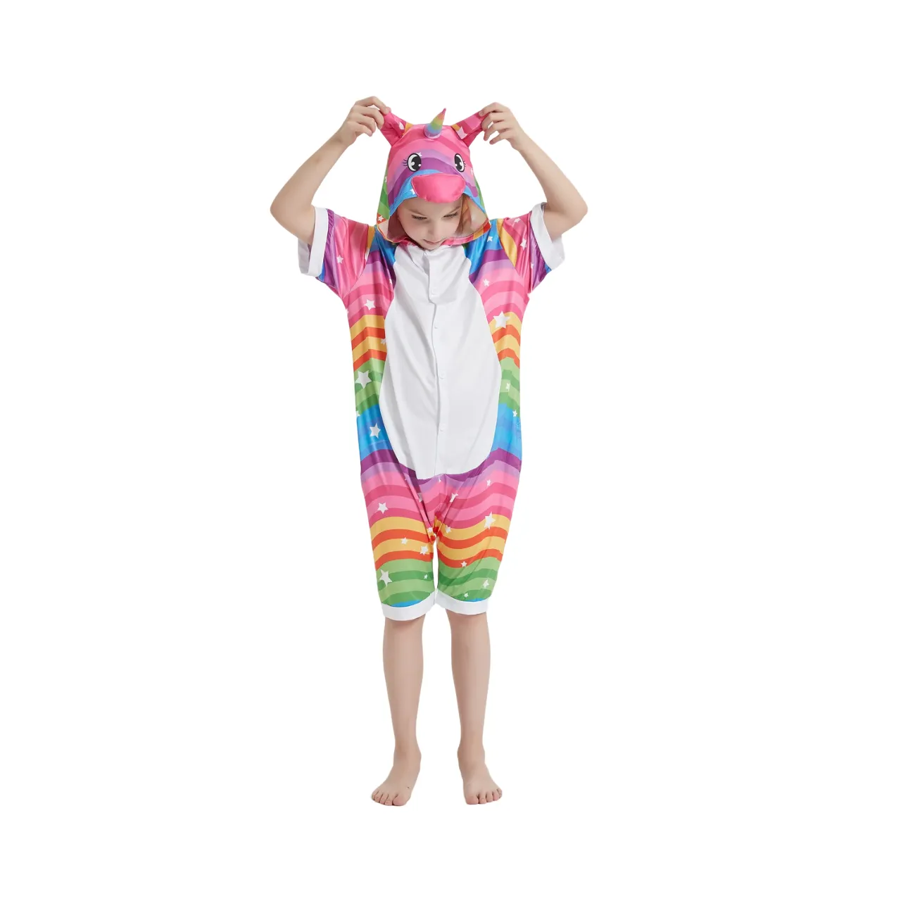 Rainbow Waves Unicorn Kids Summer Onesie