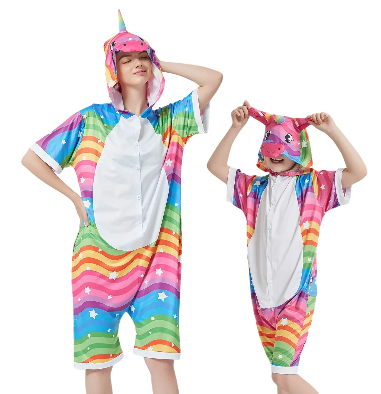 Rainbow Waves Unicorn Kids Summer Onesie