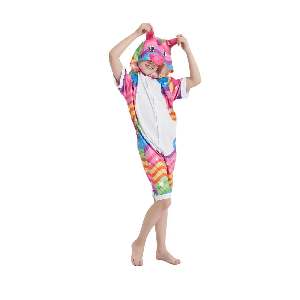 Rainbow Waves Unicorn Kids Summer Onesie